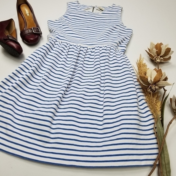 J CREW Blue Stripe Fit Flare Dress Sz XS - Picture 5 of 8